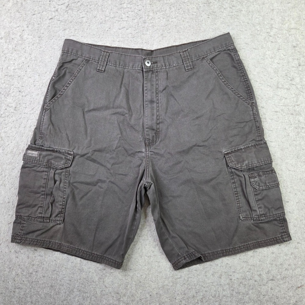 Wrangler Cargo Shorts Mens 38 Gray Casual 9" Inseam Baggy Utility Workwear